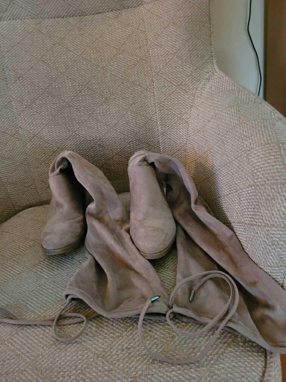 Source Unknown Taupe Over-the-Knee Suede Boots
